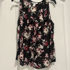 White House Black Market Business Tank Top. Set of 2. Black and Floral. Size L